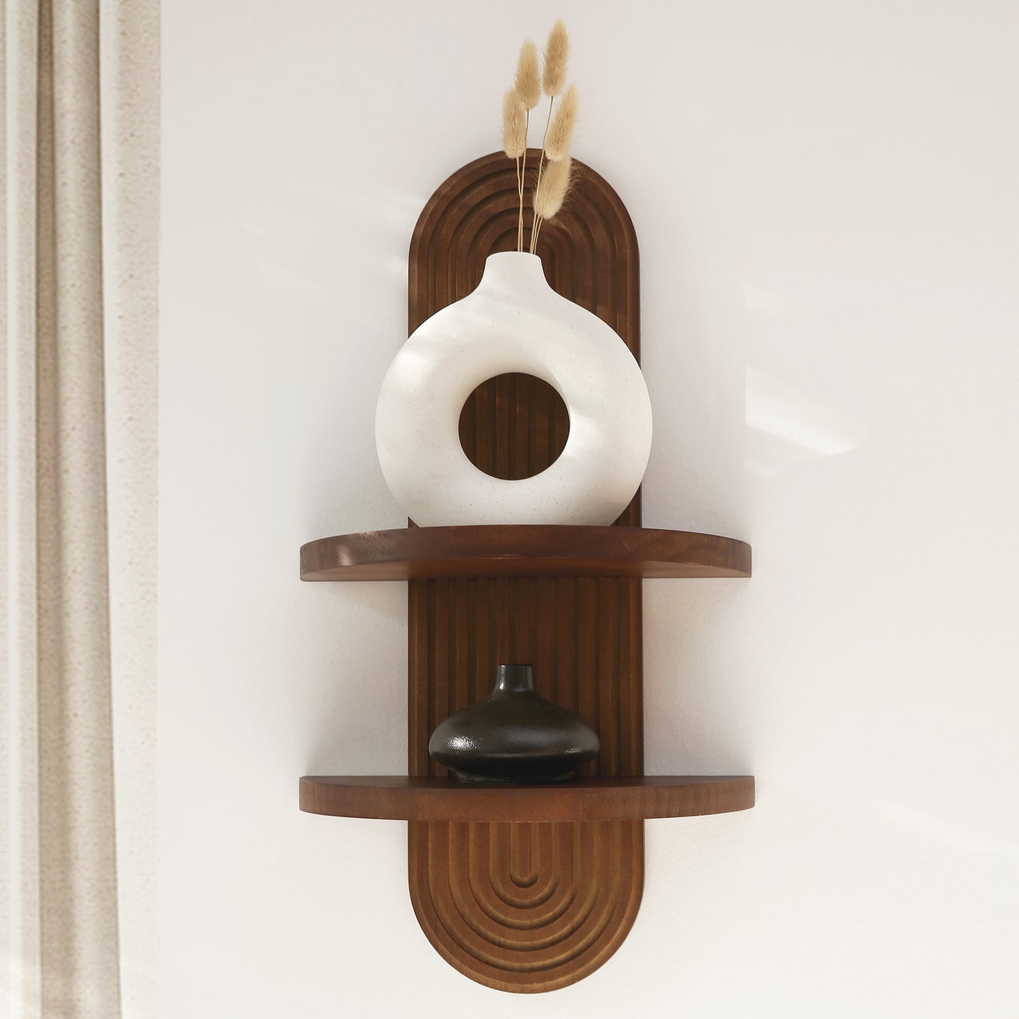 Modern Wall Shelf with Arched Wood Design