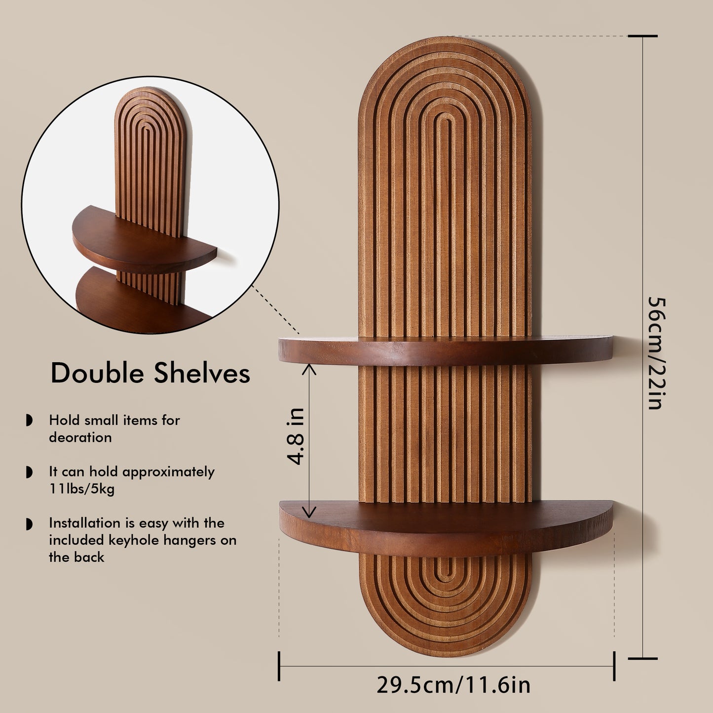 Modern Wall Shelf with Arched Wood Design