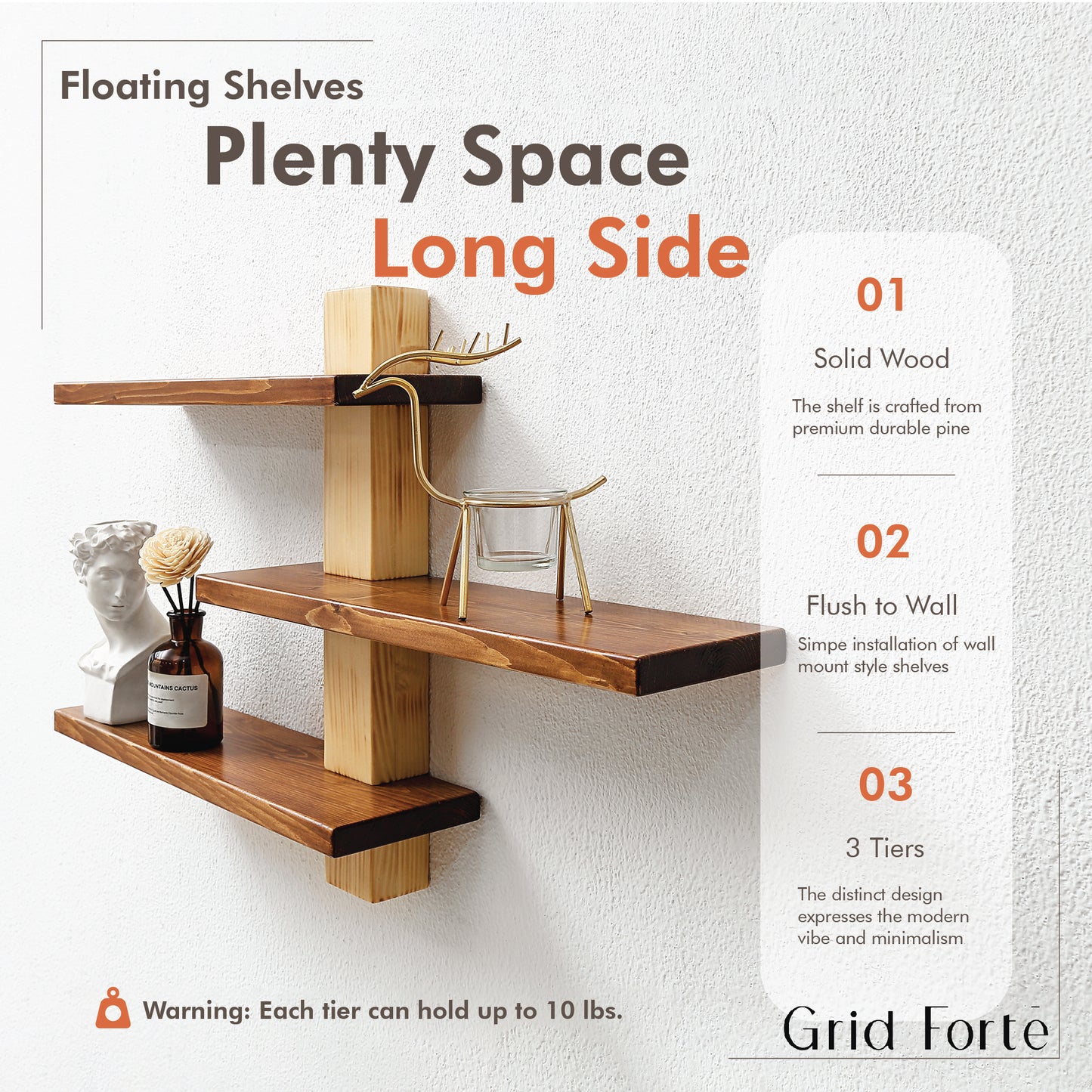 3 Tier Floating Shelf