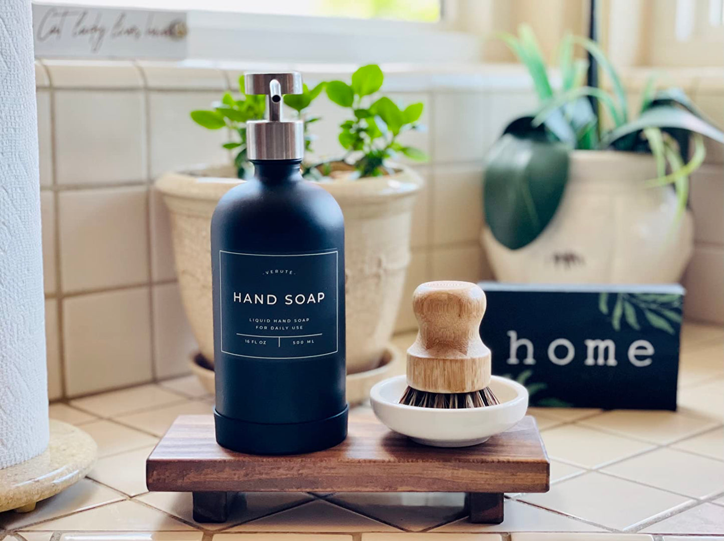 Wood Pedestal Soap Stand