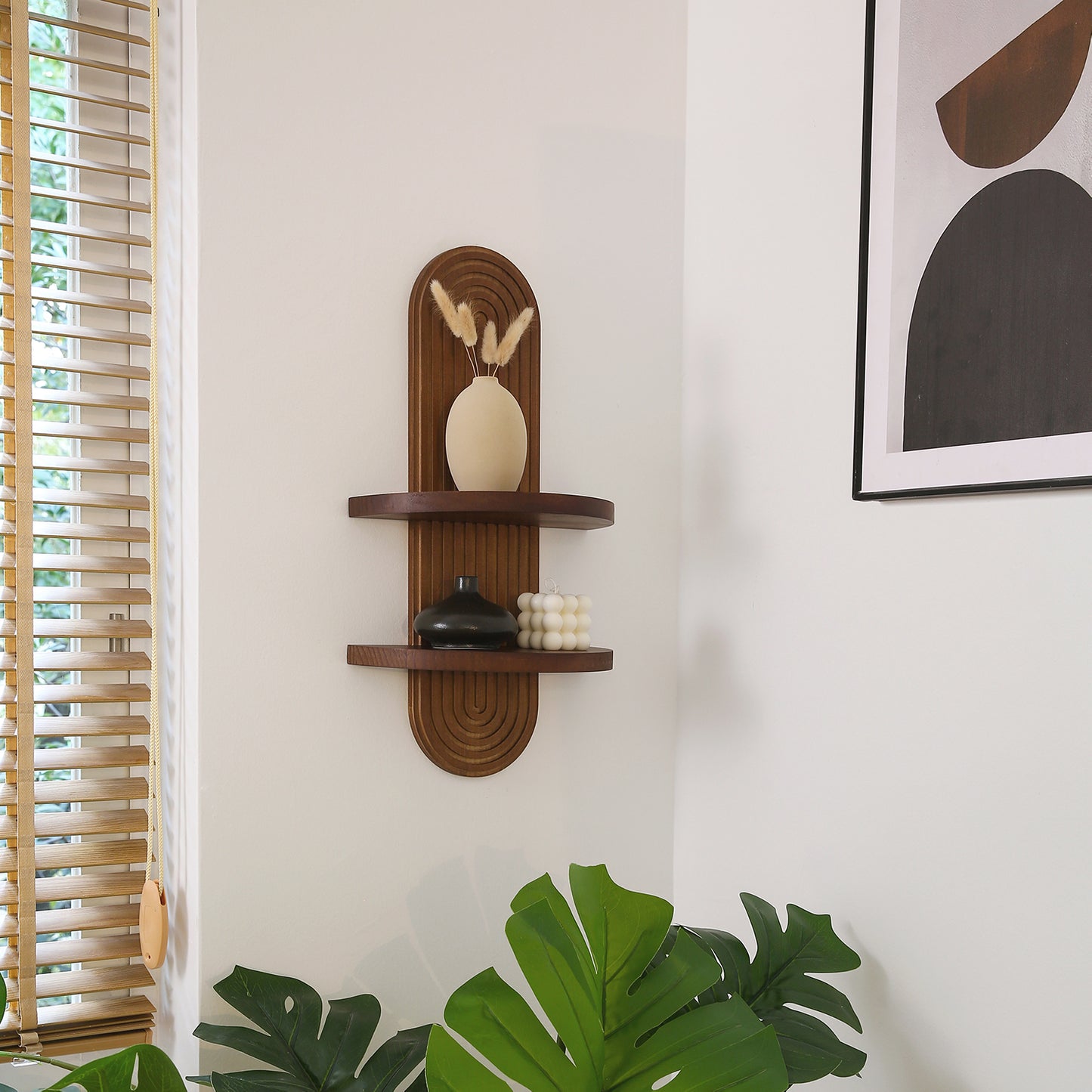 Modern Wall Shelf with Arched Wood Design