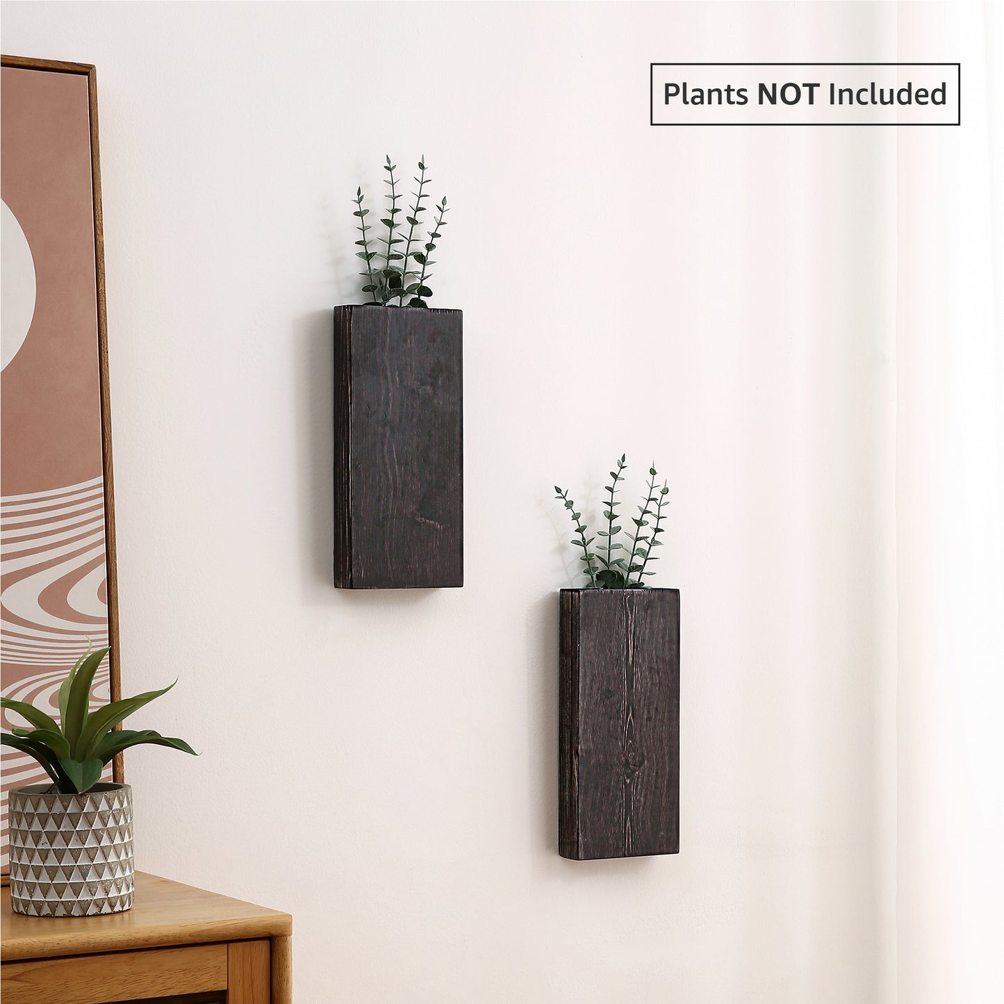 Wood Wall Planter, Wall Pocket, Wood Wall Sconces (Set of 2)