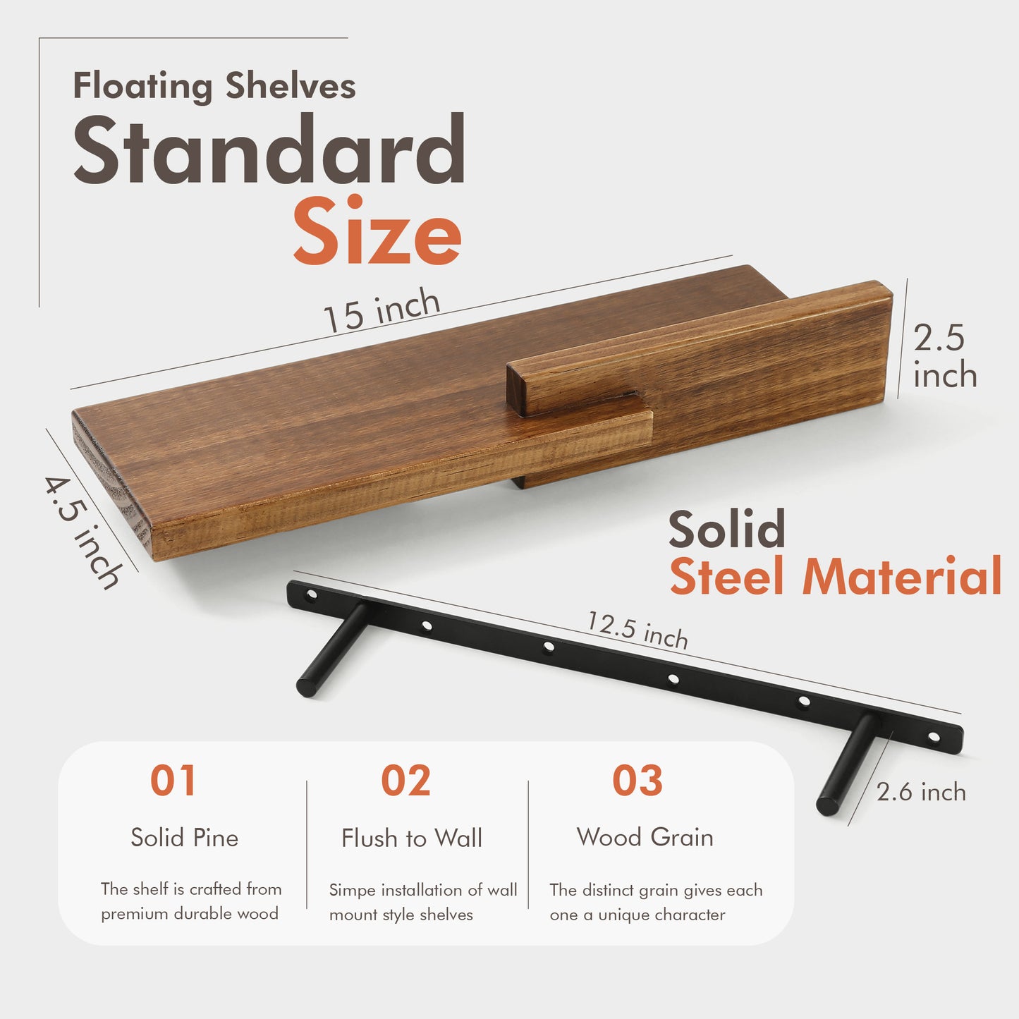 Modern Reversible Wall Shelves (Set of 2)