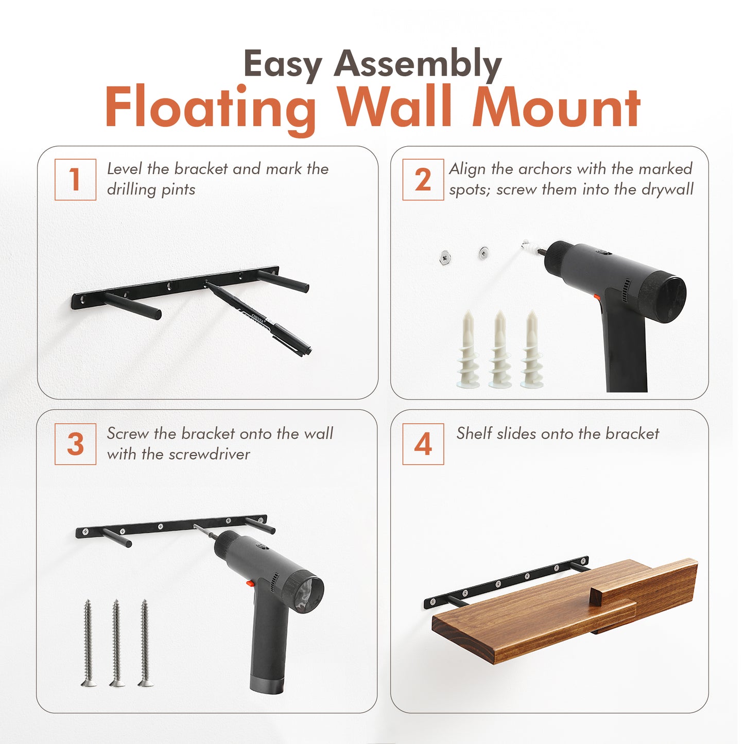 Modern Reversible Wall Shelves (Set of 2)