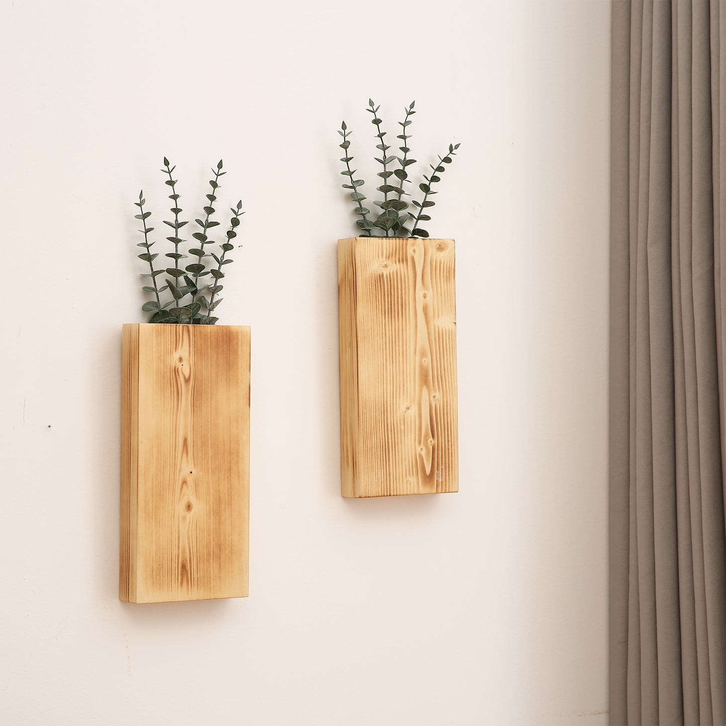 Wood Wall Planter, Wall Pocket, Wood Wall Sconces (Set of 2)