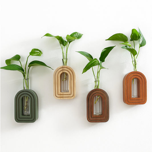 Wood Wall Arched Propagation Vases (Set of 4)