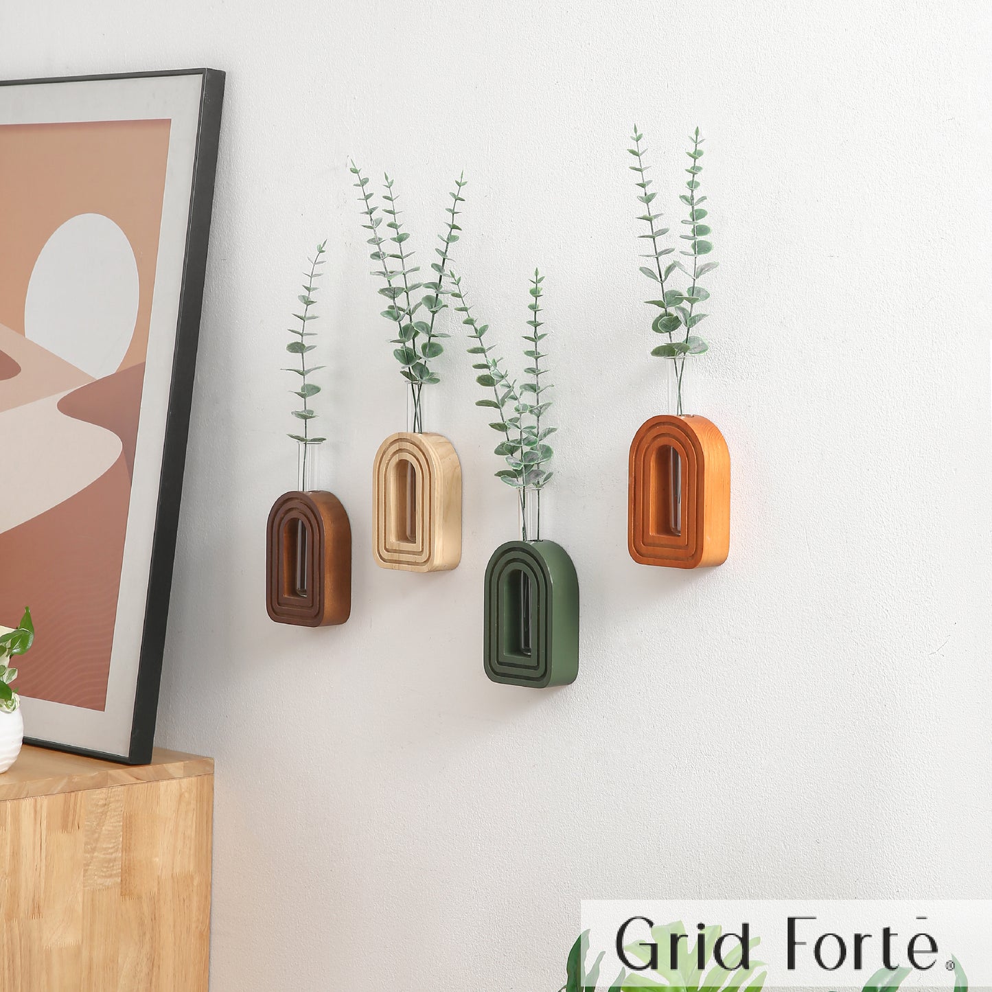 Wood Wall Arched Propagation Vases (Set of 4)