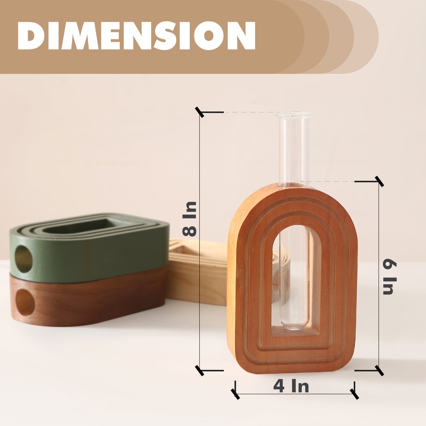 Wood Wall Arched Propagation Vases (Set of 4)