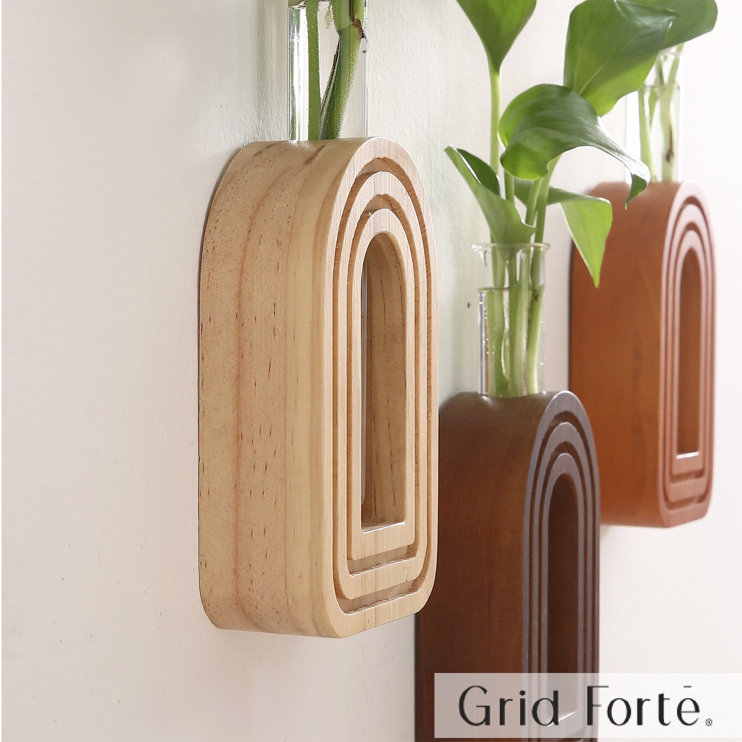 Wood Wall Arched Propagation Vases (Set of 4)