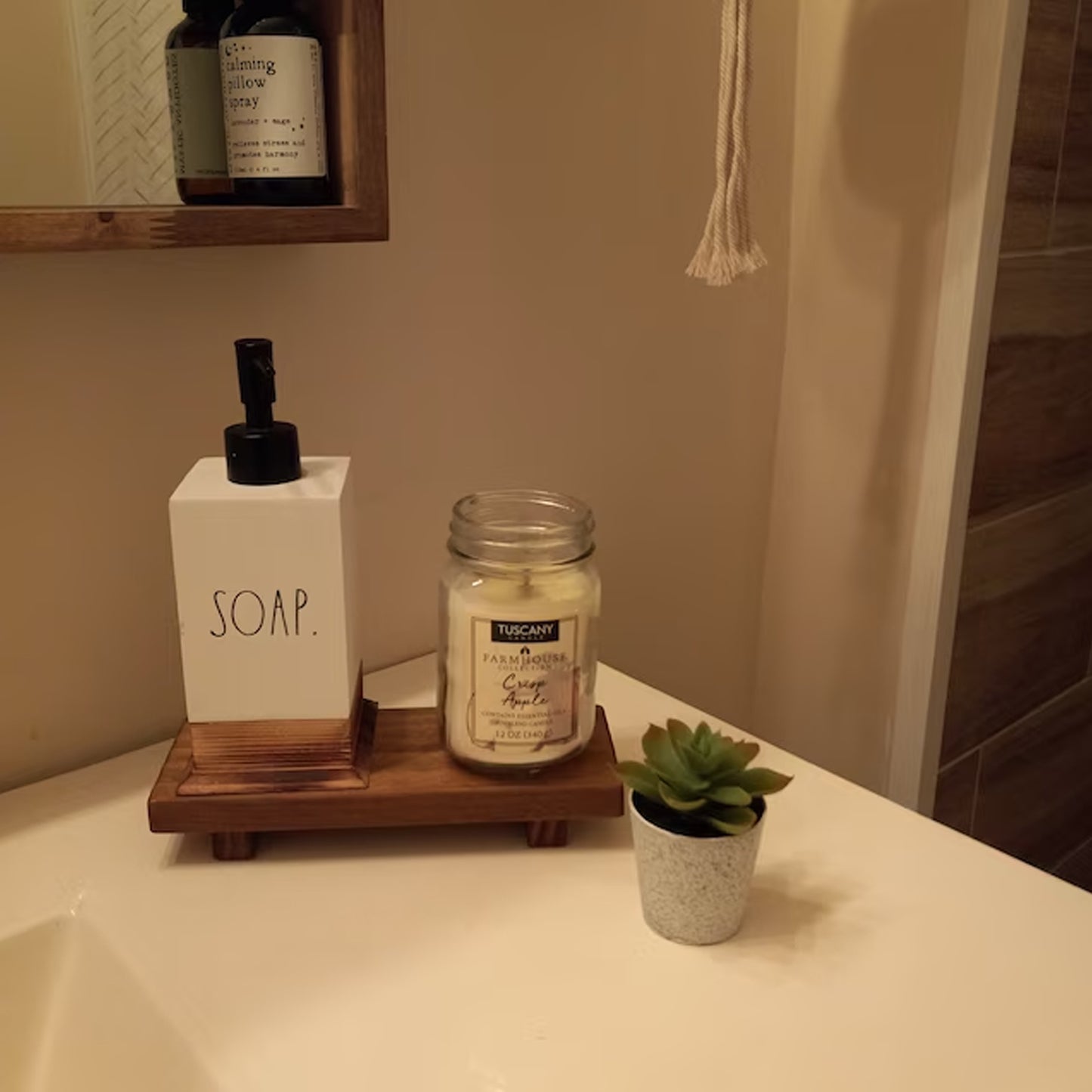 Wood Pedestal Soap Stand