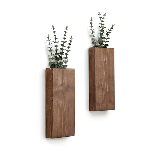 Wood Wall Planter, Wall Pocket, Wood Wall Sconces (Set of 2)