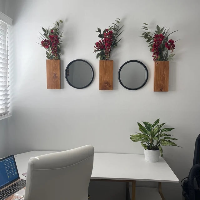 Wood Wall Planter, Wall Pocket, Wood Wall Sconces (Set of 2)