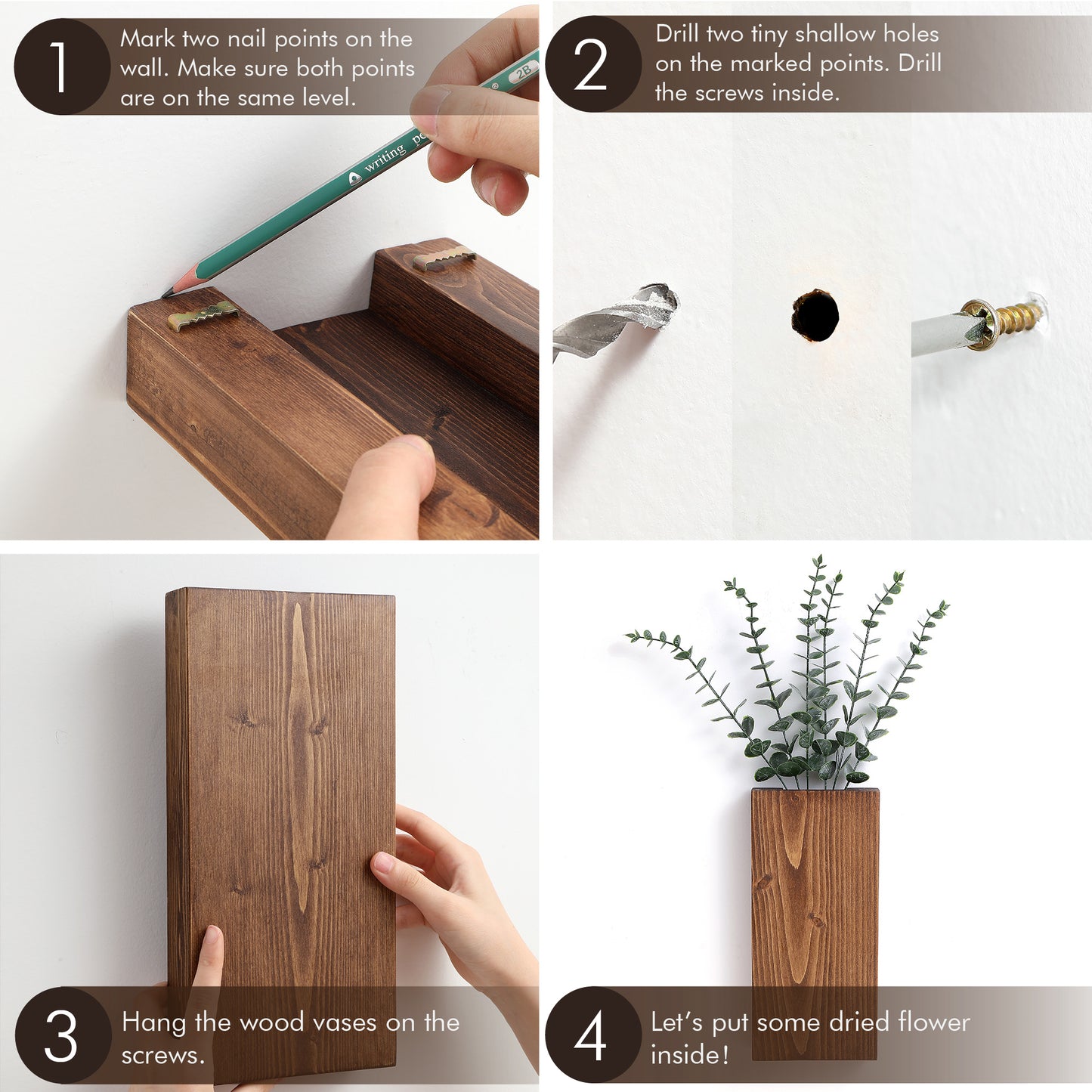 Wood Wall Planter, Wall Pocket, Wood Wall Sconces (Set of 2)